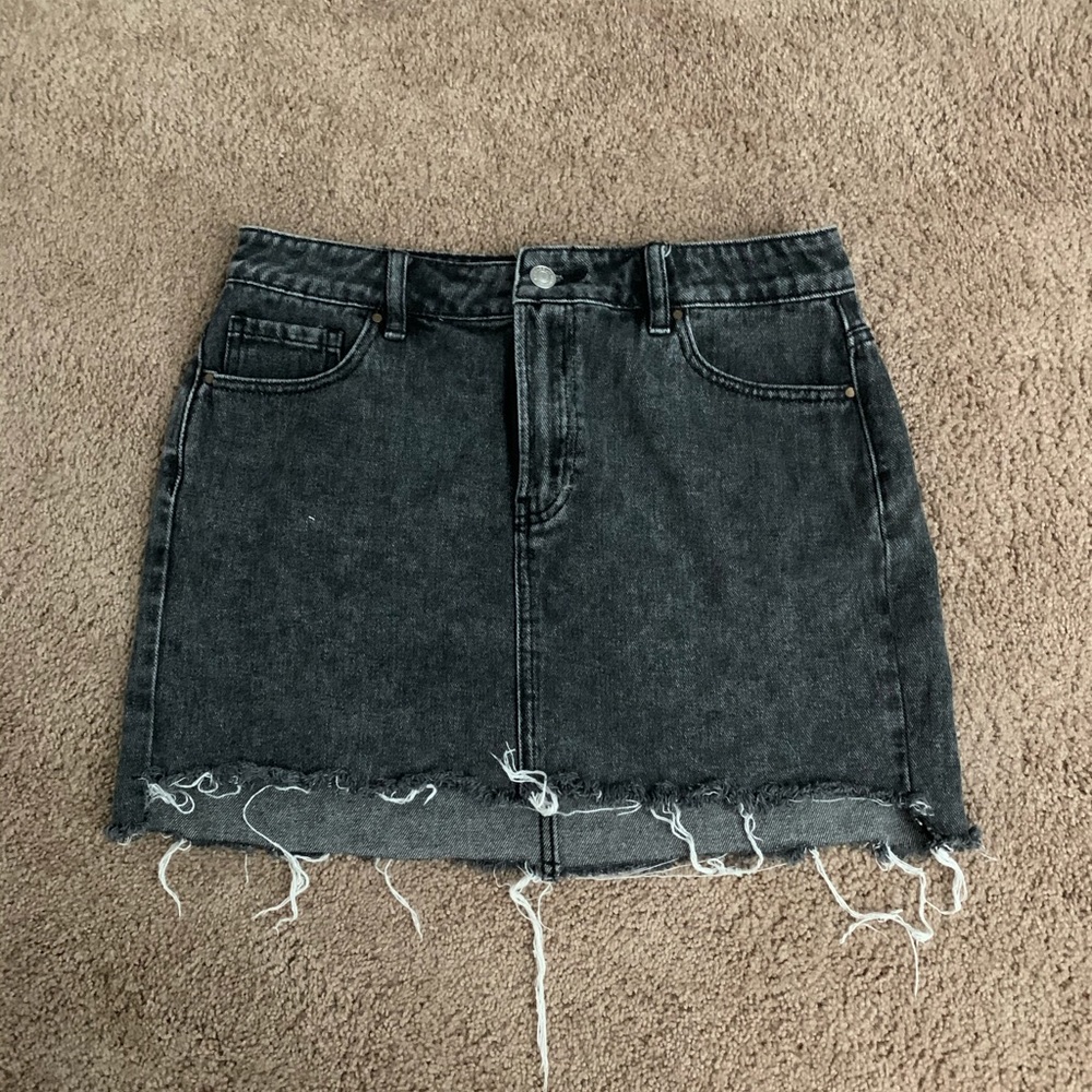 Black denim skirt